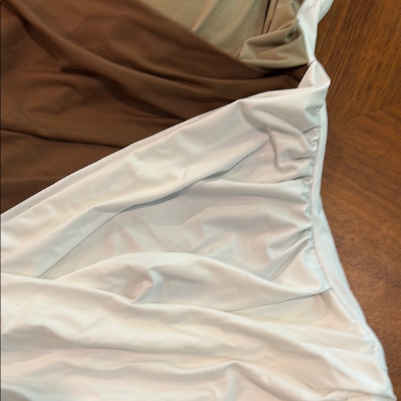 Two-Tone Brown and Cream Women's One-Piece Swimsuit - Picture 4 of 10